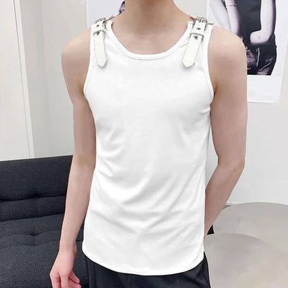 Incerun Buckle Strap Tank Top | Black & White | S–5XL