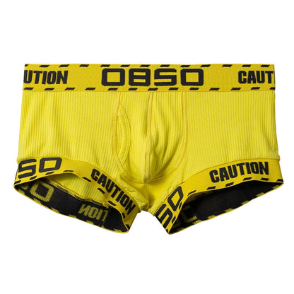 Caution Print Boxer Short – Black, Blue & Yellow | M–2XL | Cotton & Lycra