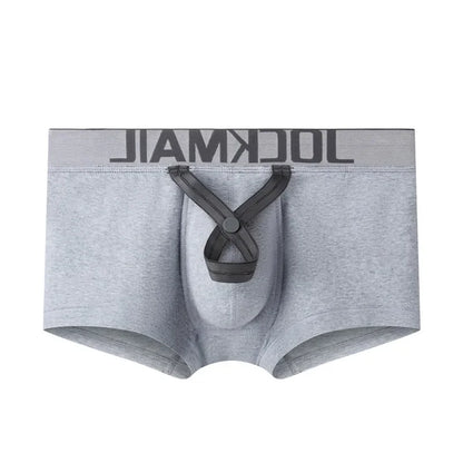 Low-Rise Boxer Brief with Inner Ring – Black, Gray & White | M–2XL | Cotton & Lycra