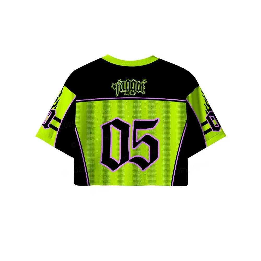 Y2K Faggot Mesh Sport Crop Top – Green | S–4XL | Polyester