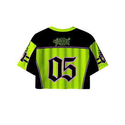 Y2K Faggot Mesh Sport Crop Top – Green | S–4XL | Polyester