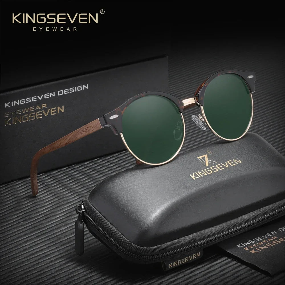 Polarised Round Wooden Sunglasses – 6 Colours | One Size | Plastic & Polycarbonate