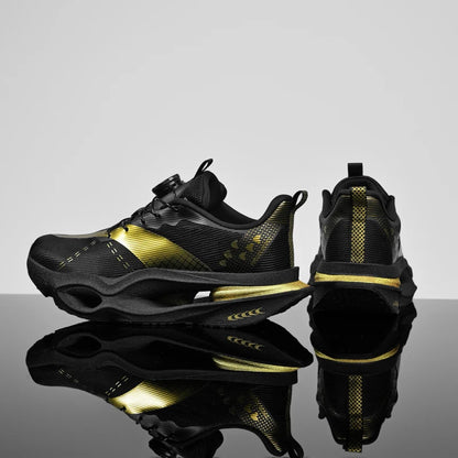 Air Cushion Running Sneaker | Breathable Mesh | Black/Gold | EU 35–44