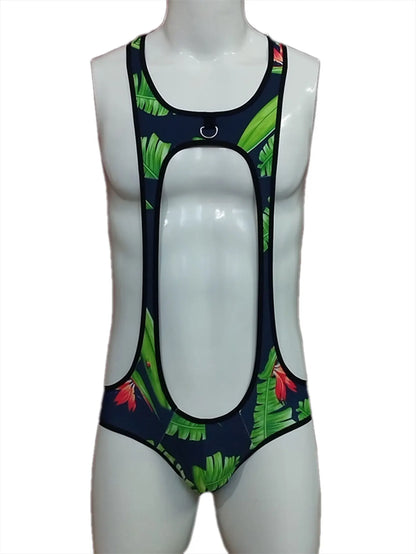 Gymnastics Bodysuit – Black, White, Yellow & Green | M–2XL | Nylon & Lycra