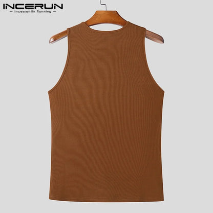Solid Colour Knitted Tank Top | O-Neck | 3 Colours | S–3XL