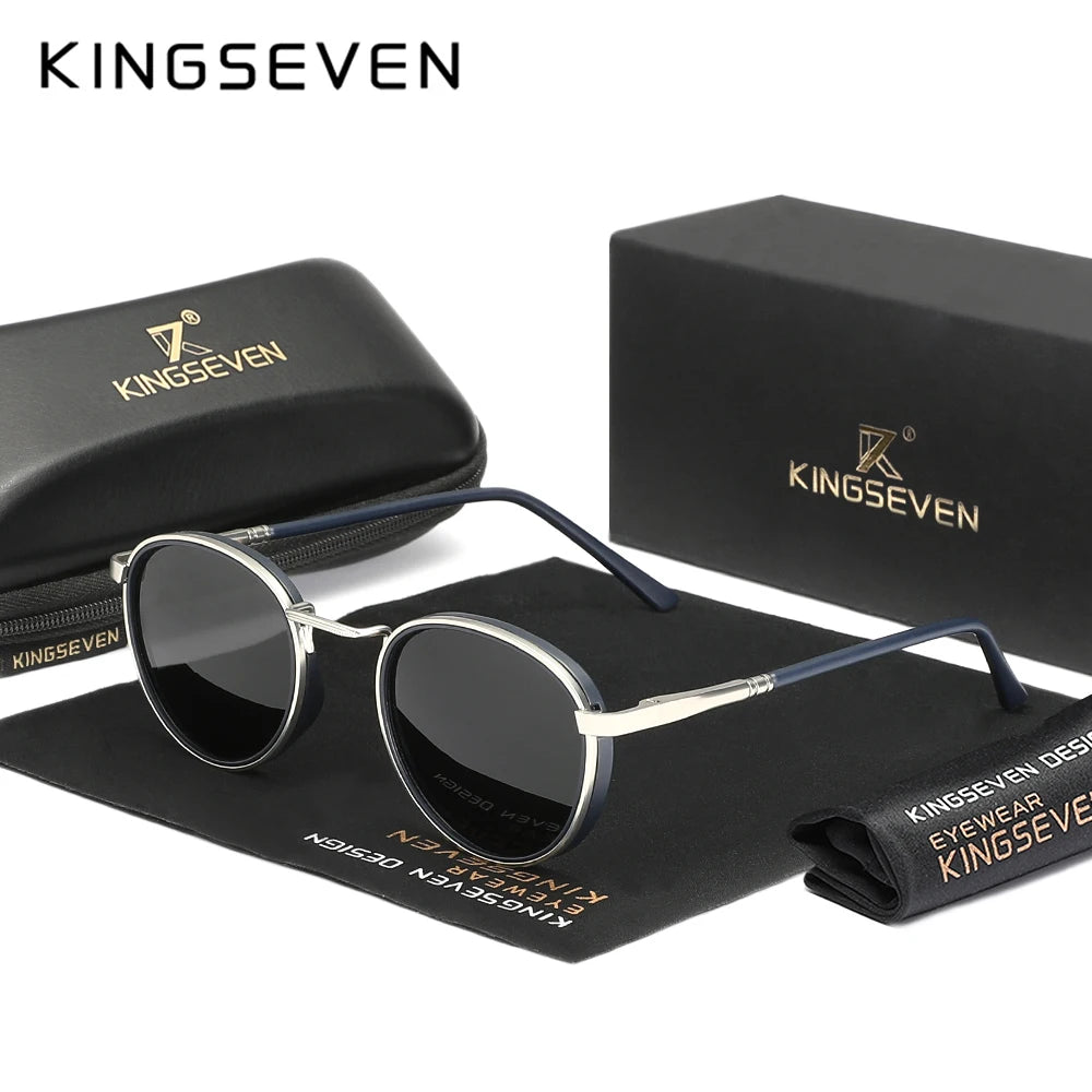 Kingseven Retro Round Sunglasses – 5 Colours | 47 mm Lenses | Alloy & Polycarbonate