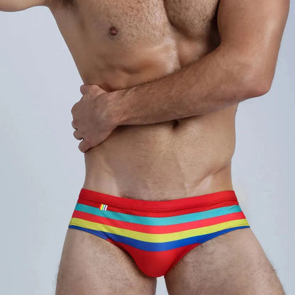 Swimbrief Rainbow – Black, Red, Blue & Orange | With or Without Pad | M–XXL