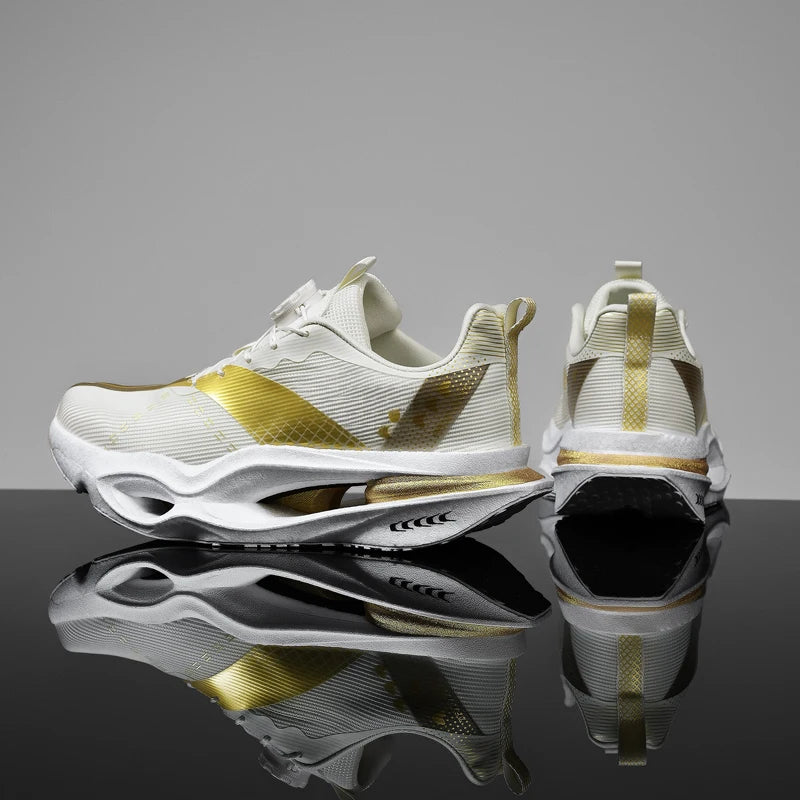 Air Cushion Running Sneaker | Breathable Mesh | White/Gold | EU 35–44