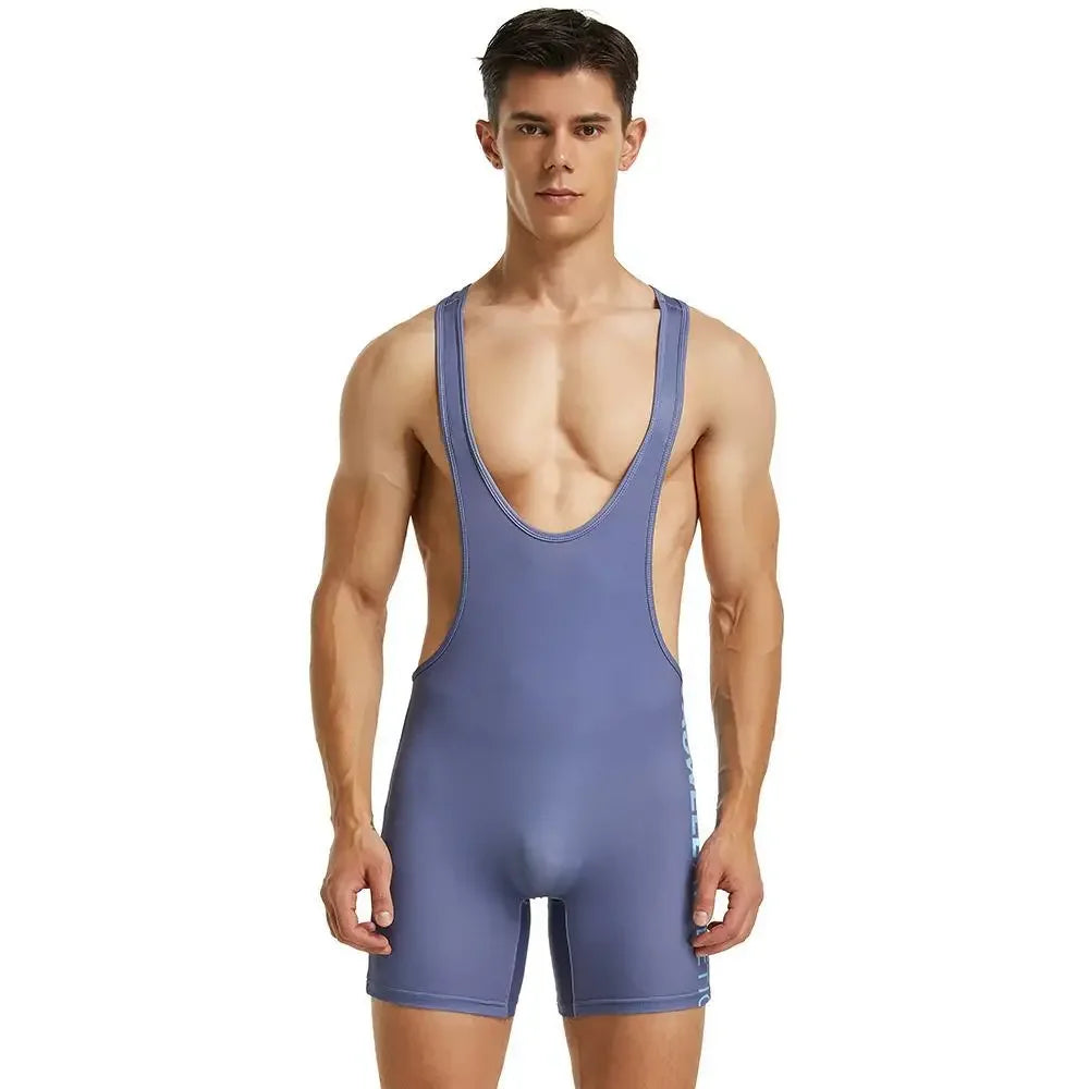 Wrestling Suit – Grey | M–2XL | Polyester & Lycra
