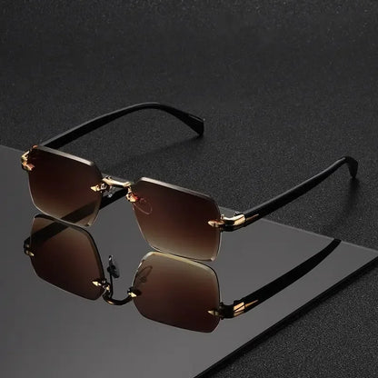 Rimless Rectangle Sunglasses – UV400 | 5 Colours | Plastic Frame