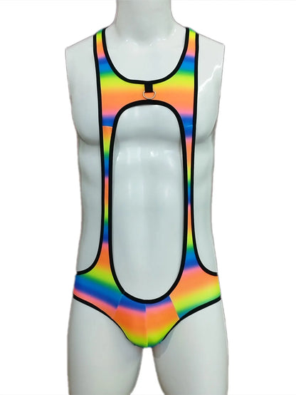Gymnastics Bodysuit – Black, White, Yellow & Green | M–2XL | Nylon & Lycra
