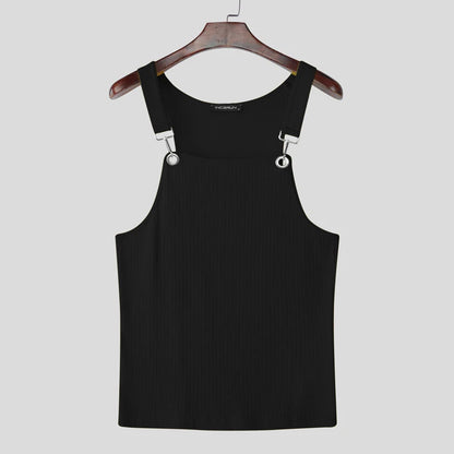 Incerun Ribbed Tank Top | Yellow, White & Black | S–3XL