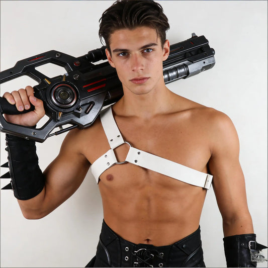 White Diagonal Shoulder Harness – Minimalist Bold Statement Harness | One Size