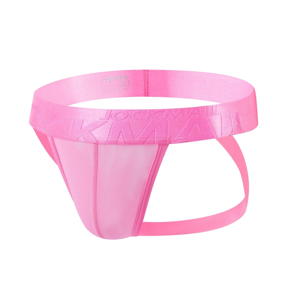 Sheer Mesh Jockstrap – Black, Pink & White | M–2XL | Nylon & Mesh