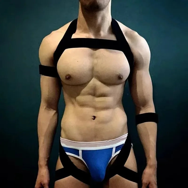 Chest Harness Set – Black, Red & White | One Size | Polyester & Nylon