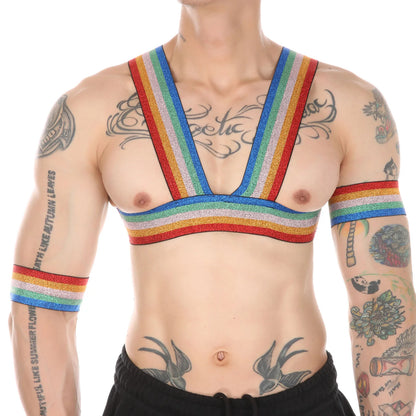 Rainbow Elastic Harness & Bracelet Set | One Size | WorldPride 2026