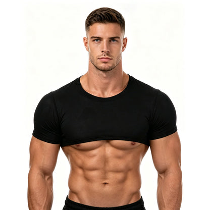 Short-Sleeve Crop Top – Black | One Size | Polyester & Spandex