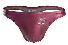 Metallic Look Thong – Grey, Black & Burgundy | S–2XL | Polyester & Lycra