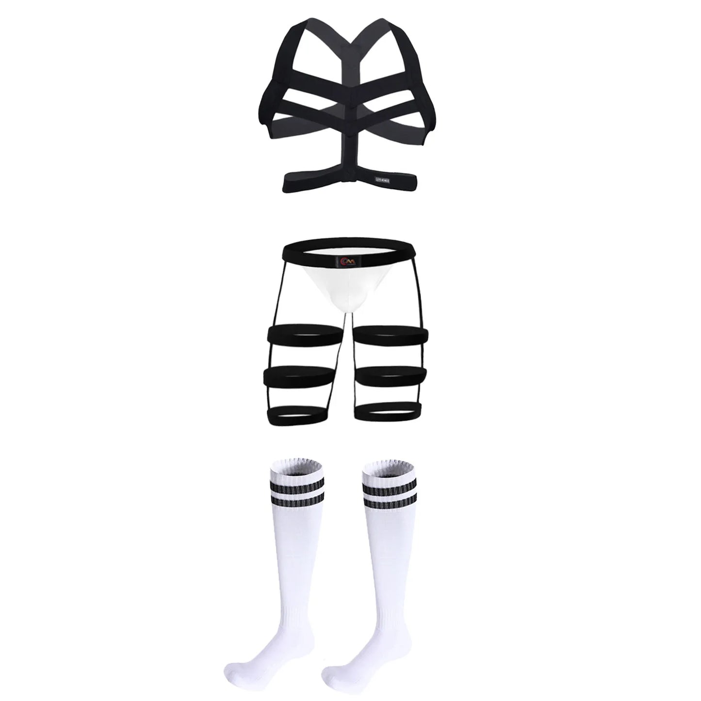 Jockstrap & Thigh Harness Set – Black, Black/White, White & Red | One Size