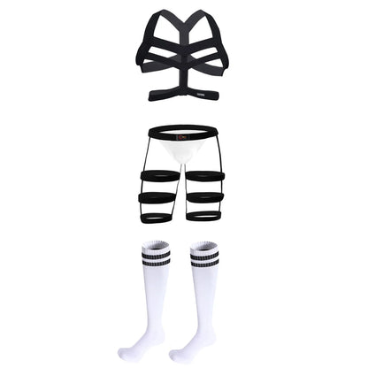 Jockstrap & Thigh Harness Set – Black, Black/White, White & Red | One Size