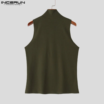Hollow Out Knitted Tank Top | Turtleneck | 3 Colours | S–5XL