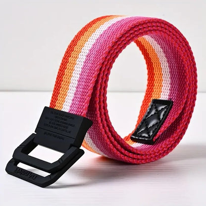 Pride Flag Stripe Canvas Belt – 9 Designs | Double Ring Buckle | 125cm