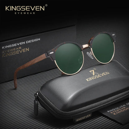 Polarised Round Wooden Sunglasses – 6 Colours | One Size | Plastic & Polycarbonate