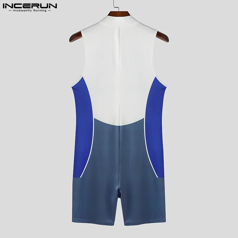 Wrestling Bodysuit – Red, Blue & Black | S–5XL | Polyester & Lycra