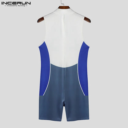 Wrestling Bodysuit – Red, Blue & Black | S–5XL | Polyester & Lycra