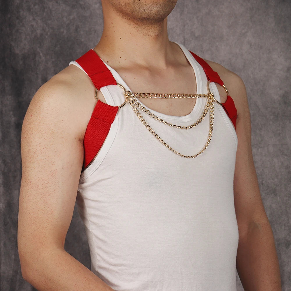 Elastic Body Harness with Chains – Stretchy Chain Detail Harness | One Size