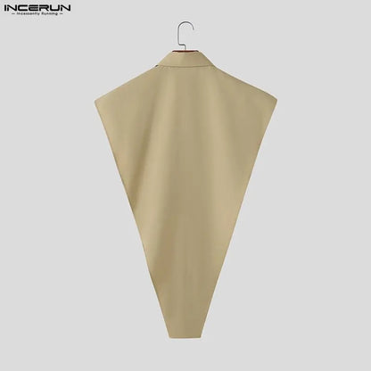 Irregular Split Sleeveless Shirt – Khaki, Blue & Black | S–5XL