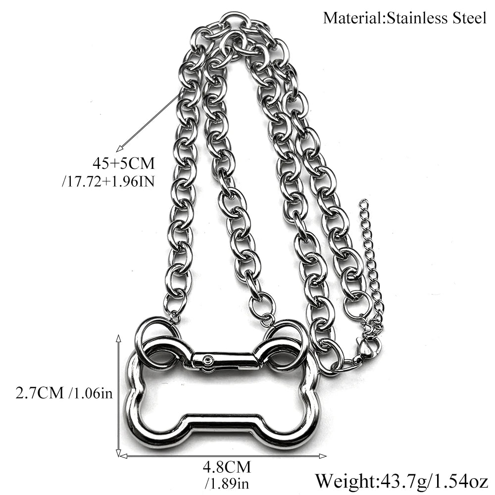Dog Bone Pendant Necklace – 7 Styles | Stainless Steel | Punk & Goth