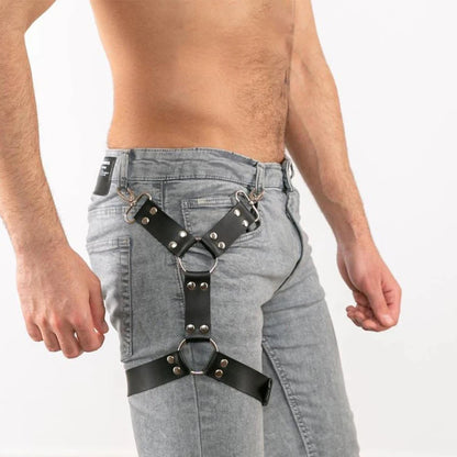 Handmade Upper Leg Harness – Artisan Crafted Thigh Strap | Black | One Size