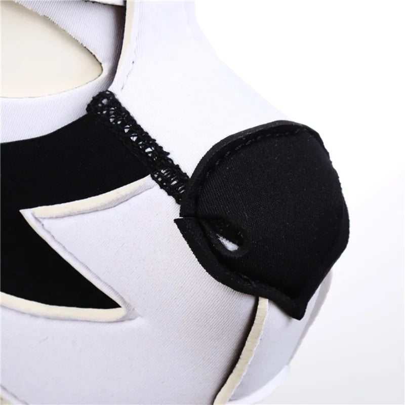 Puppy Play Hood – White & White with Collar | Synthetic Leather