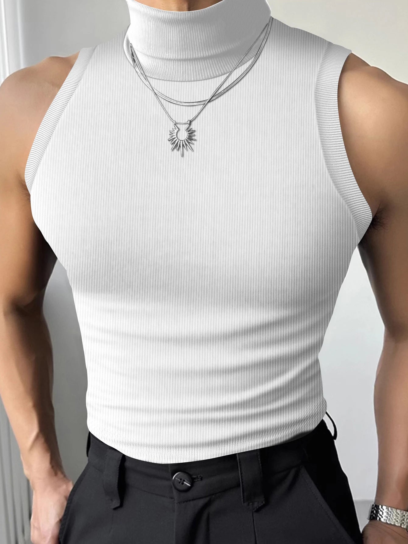 Knit Collar Tank Top