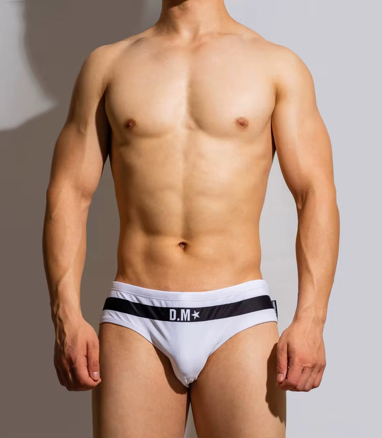 Letter Print Swimbrief – 3 Colours | M–2XL | Polyester & Elastane