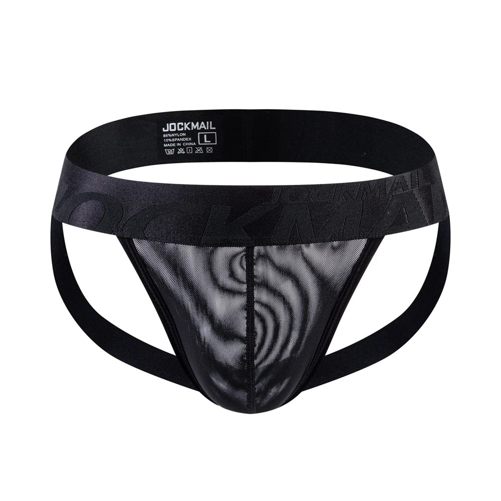Sheer Mesh Jockstrap – Black, Pink & White | M–2XL | Nylon & Mesh