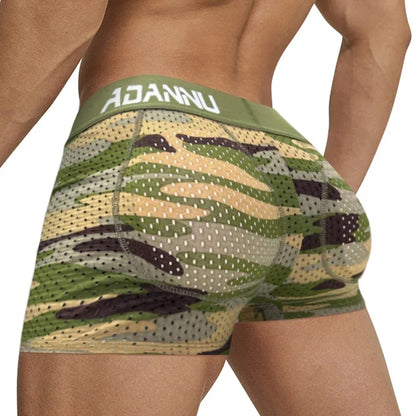 Camo Push-Up Boxer Short – Blue, Gray & Green | M–2XL | Nylon, Cotton & Lycra