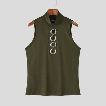 Hollow Out Knitted Tank Top | Turtleneck | 3 Colours | S–5XL