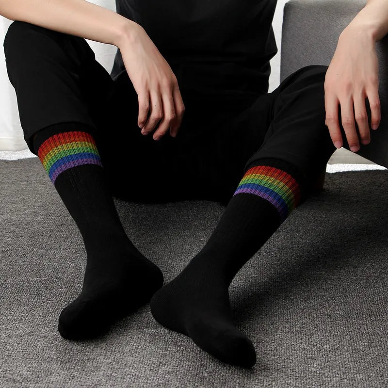 Premium Combed Cotton Crew Socks – Black & White | One Size 38–44 | Towel Sole