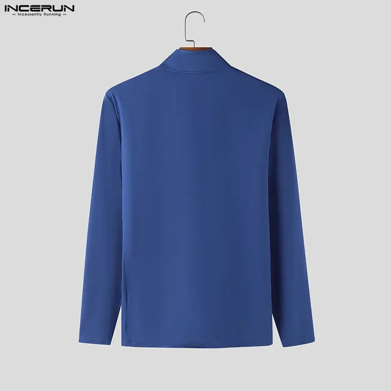 Incerun Diagonal Zip Vest | White, Blue & Black | S–XXXL