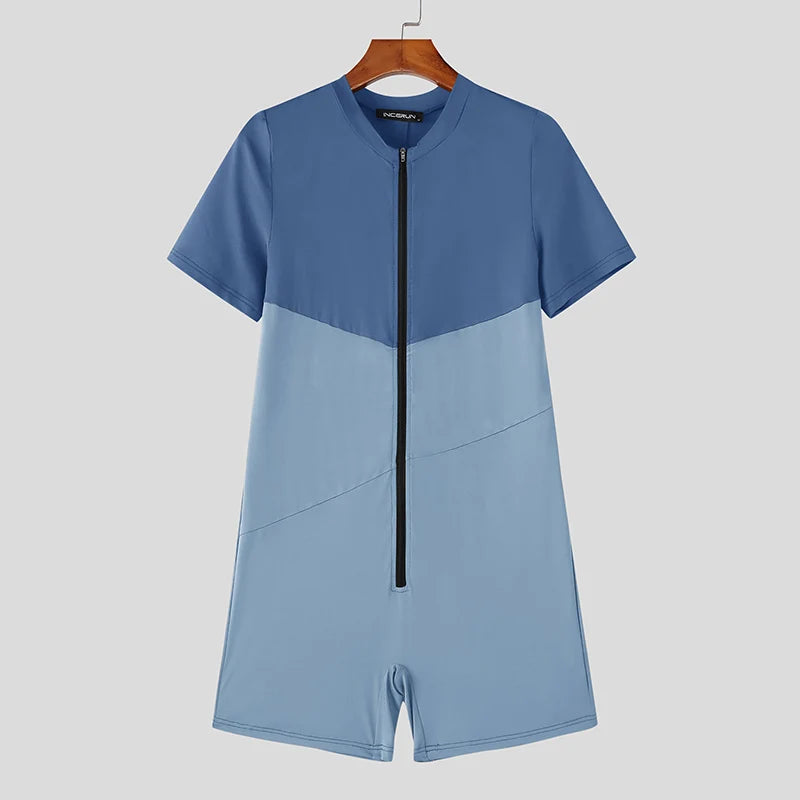 Colour-Block Zip Bodysuit – 3 Colours | S–3XL | Polyester & Elastane