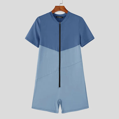 Colour-Block Zip Bodysuit – 3 Colours | S–3XL | Polyester & Elastane