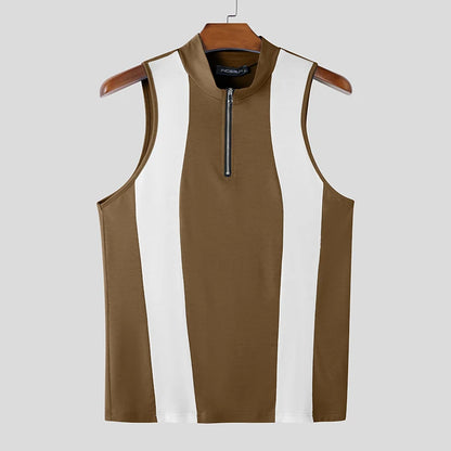 Spliced Colourblock Tank Top | Zipper Detail | 3 Colours | S–3XL