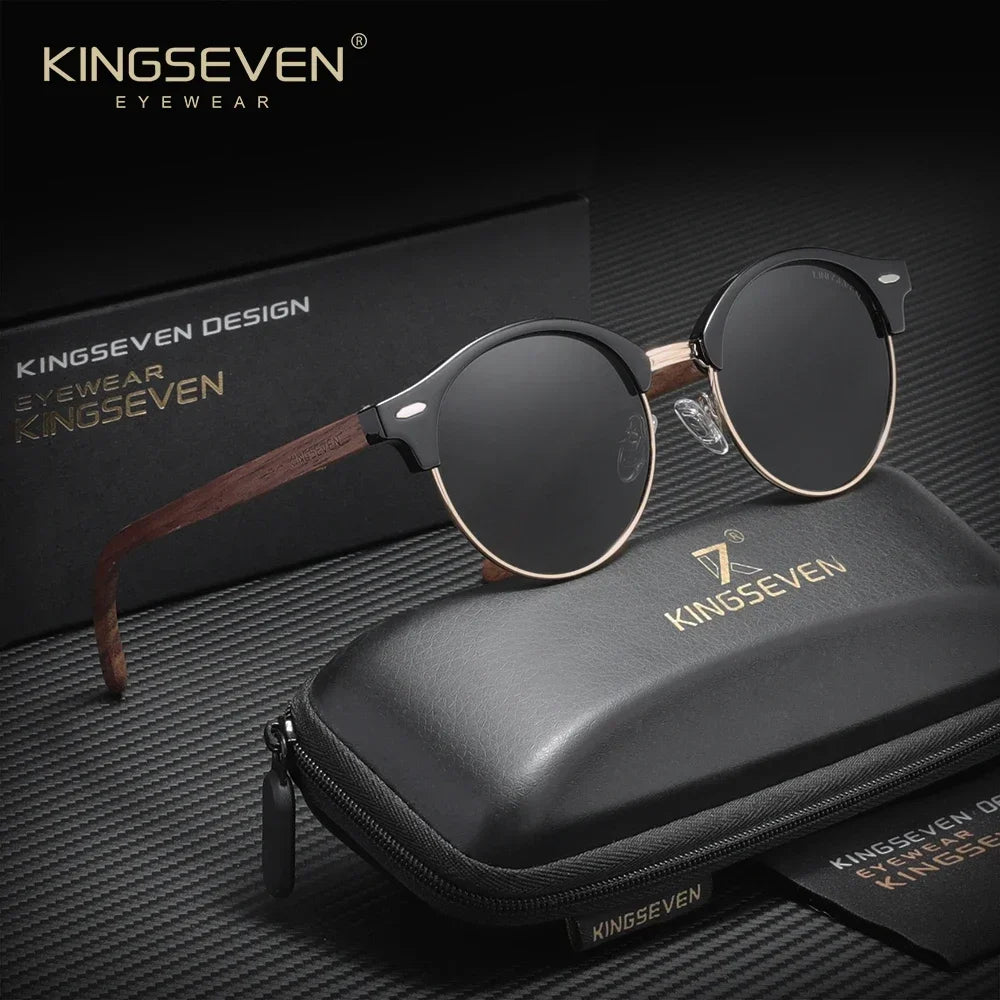 Polarised Round Wooden Sunglasses – 6 Colours | One Size | Plastic & Polycarbonate