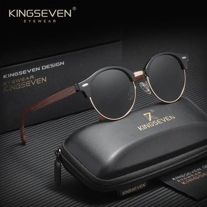 Polarised Round Wooden Sunglasses – 6 Colours | One Size | Plastic & Polycarbonate