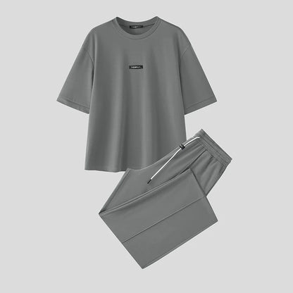 INCERUN Men's T-Shirt & Pants Set – Loose Fit Casual Co-ord | S–5XL