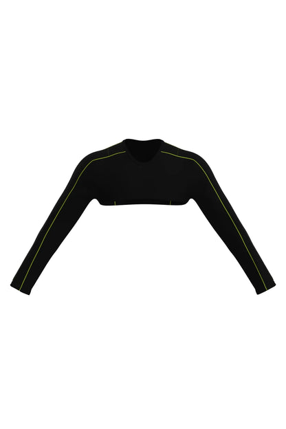 Tauwell Long-Sleeve Micro Crop Top – Black & White | M–2XL | Polyester