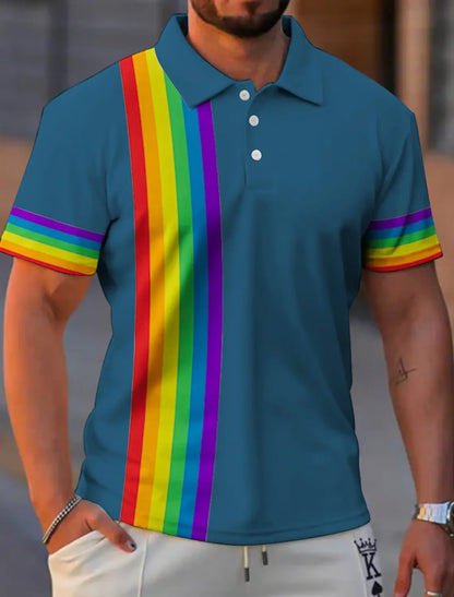 Rainbow Graphic Polo Shirt – 5 Colours | S–5XL | Polyester