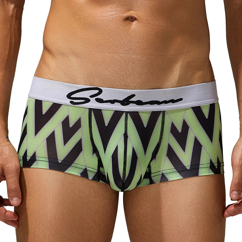 Geometric Boxer Shorts – 4 Colours | M–2XL | Polyester & Elastane